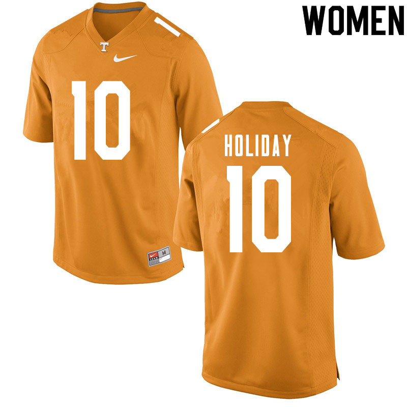 Women #10 Jimmy Holiday Tennessee Volunteers College Football Jerseys Sale-Orange